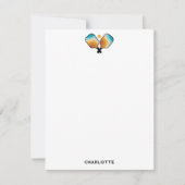 Retro Pickleball Paddles & Ball Aangepaste naam Notitiekaartje (Voorkant)