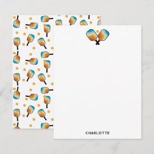 Retro Pickleball Paddles & Ball Aangepaste naam Notitiekaartje