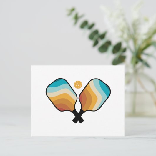 Retro Pickleball Paddles & Ball Feestdagenkaart (Staand voorkant)