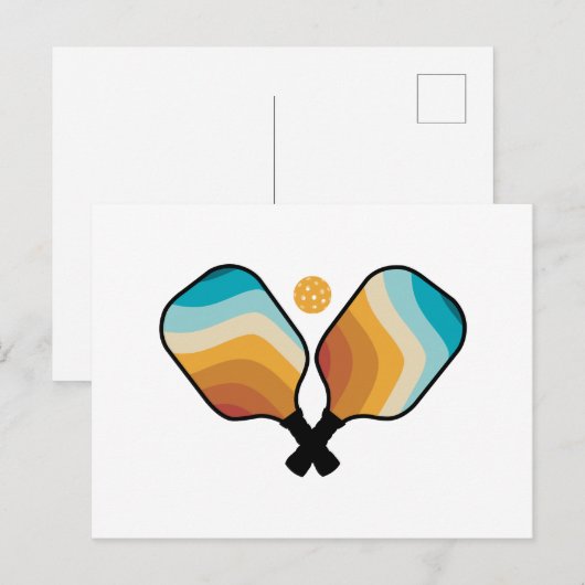 Retro Pickleball Paddles & Ball Feestdagenkaart (Voorkant / Achterkant)