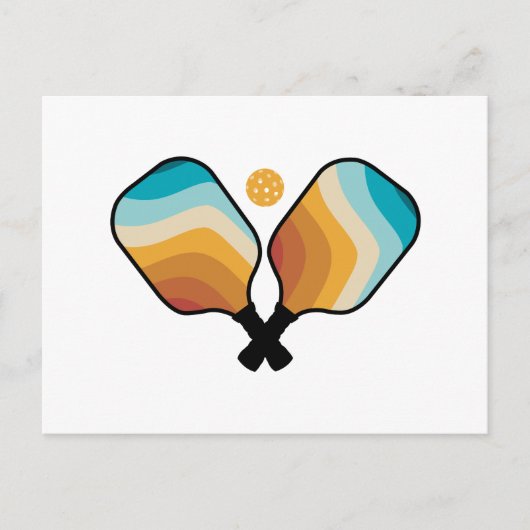 Retro Pickleball Paddles & Ball Feestdagenkaart (Voorkant)