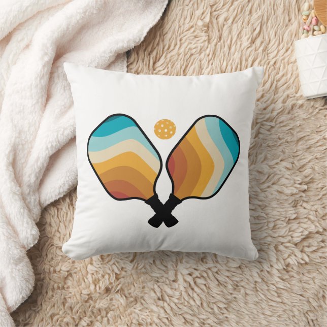 Retro Pickleball Paddles & Ball Kussen (Deken)