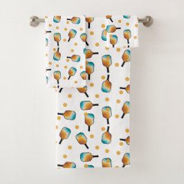 Retro Pickleball Paddles & Ball Patroon Bad Handdoek