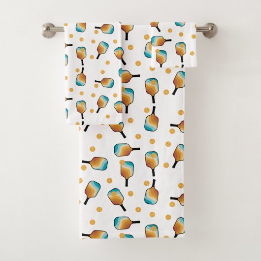 Retro Pickleball Paddles & Ball Patroon Bad Handdoek (Insitu)