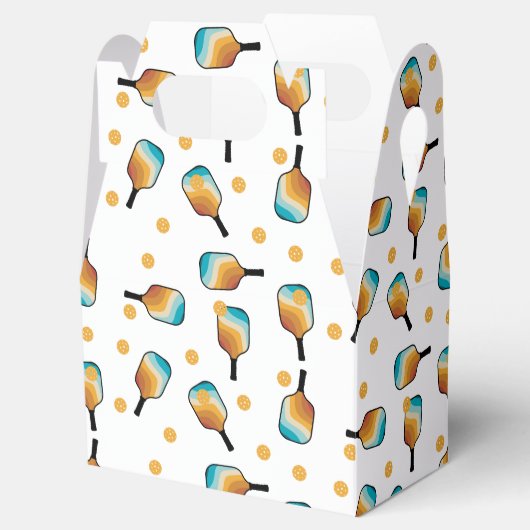 Retro Pickleball Paddles & Ball Patroon Bedankdoosjes (Geopend)