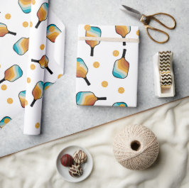 Retro Pickleball Paddles & Ball Patroon Cadeaupapier