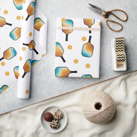 Retro Pickleball Paddles & Ball Patroon Cadeaupapier (Crafts)