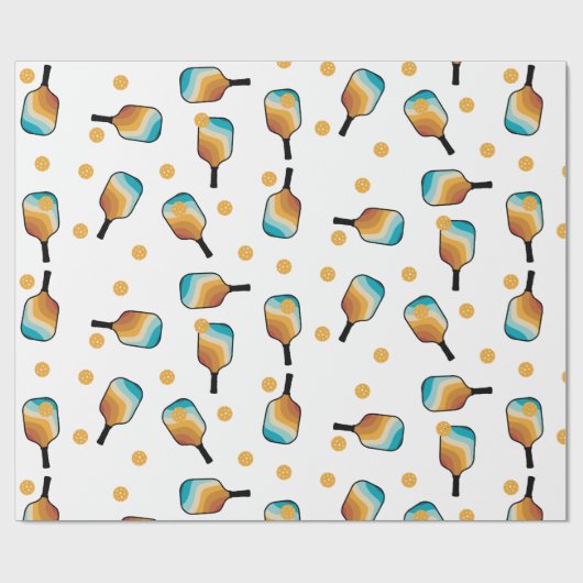 Retro Pickleball Paddles & Ball Patroon Cadeaupapier (Vlak)