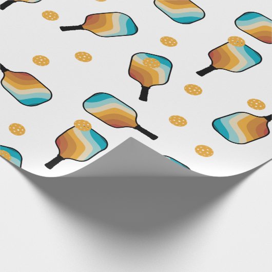 Retro Pickleball Paddles & Ball Patroon Cadeaupapier (Hoek)