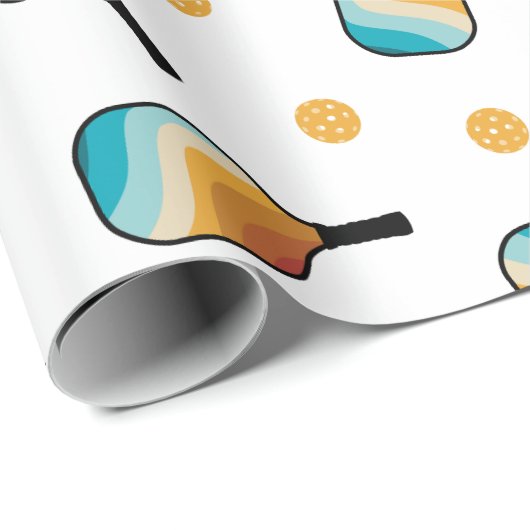 Retro Pickleball Paddles & Ball Patroon Cadeaupapier (Rol Hoek)