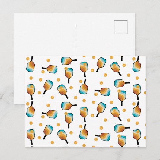 Retro Pickleball Paddles & Ball Patroon Feestdagenkaart (Voorkant / Achterkant)