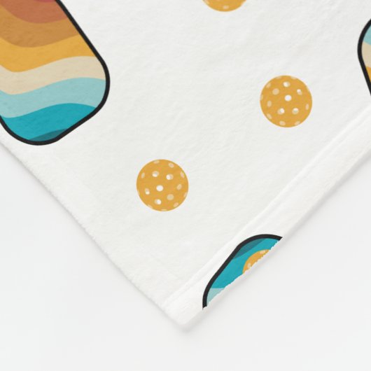 Retro Pickleball Paddles & Ball Patroon Fleece Deken (Hoek)