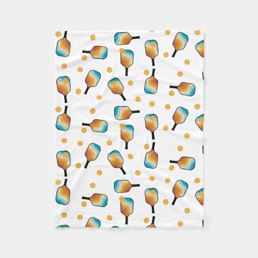 Retro Pickleball Paddles & Ball Patroon Fleece Deken (Voorkant)