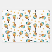 Retro Pickleball Paddles & Ball Patroon Inpakpapier Vel (Voorkant 3)