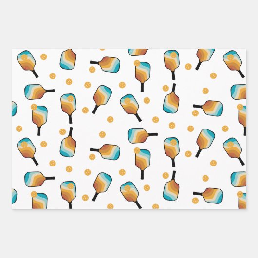 Retro Pickleball Paddles & Ball Patroon Inpakpapier Vel (Voorkant 2)