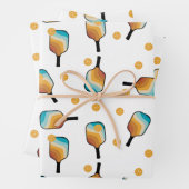 Retro Pickleball Paddles & Ball Patroon Inpakpapier Vel (In situ)