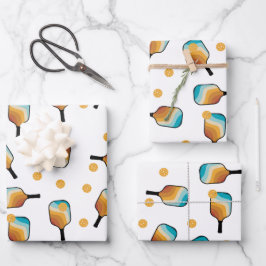 Retro Pickleball Paddles & Ball Patroon Inpakpapier Vel