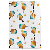 Retro Pickleball Paddles & Ball Patroon Medium Cadeauzakje (Achterkant)