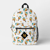 Retro Pickleball Paddles & Ball Patroon Monogram Bedrukte Rugzak (Voorkant)