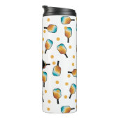 Retro Pickleball Paddles & Ball Patroon Monogram Thermosbeker (Geroteerd rechts)