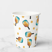 Retro Pickleball Paddles & Ball Patroon Papieren Bekers (Achterkant)