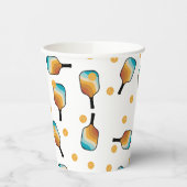 Retro Pickleball Paddles & Ball Patroon Papieren Bekers (Links)