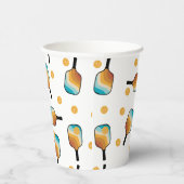 Retro Pickleball Paddles & Ball Patroon Papieren Bekers (Rechts)