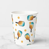 Retro Pickleball Paddles & Ball Patroon Papieren Bekers (Voorkant)