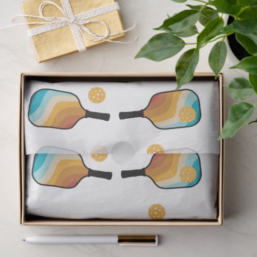 Retro Pickleball Paddles & Ball Patroon Tissuepapier (Geschenk)