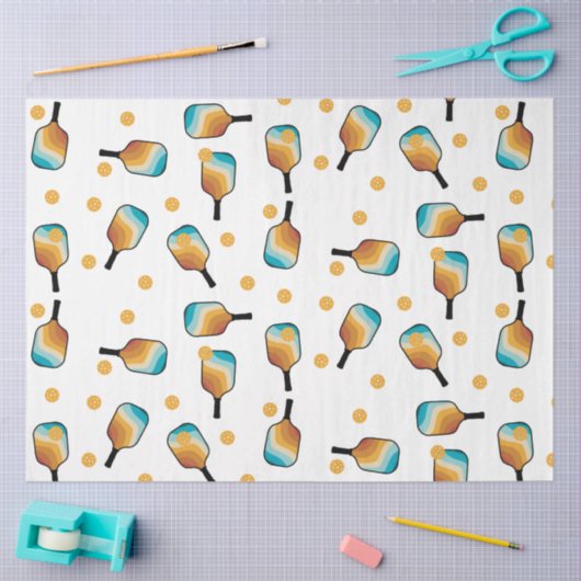 Retro Pickleball Paddles & Ball Patroon Tissuepapier (Craft)