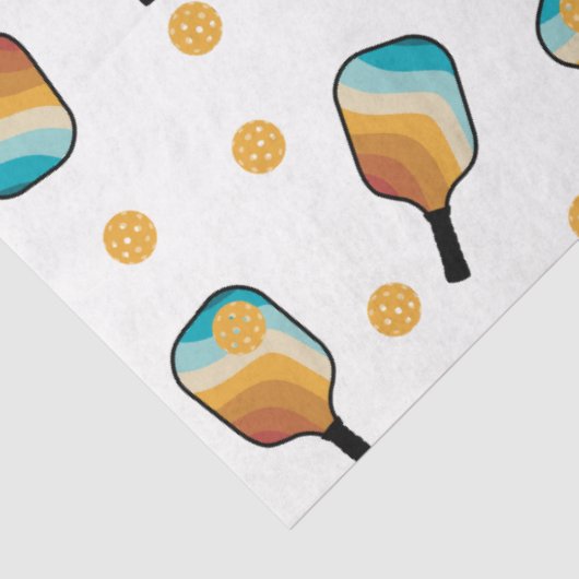 Retro Pickleball Paddles & Ball Patroon Tissuepapier (Detail)