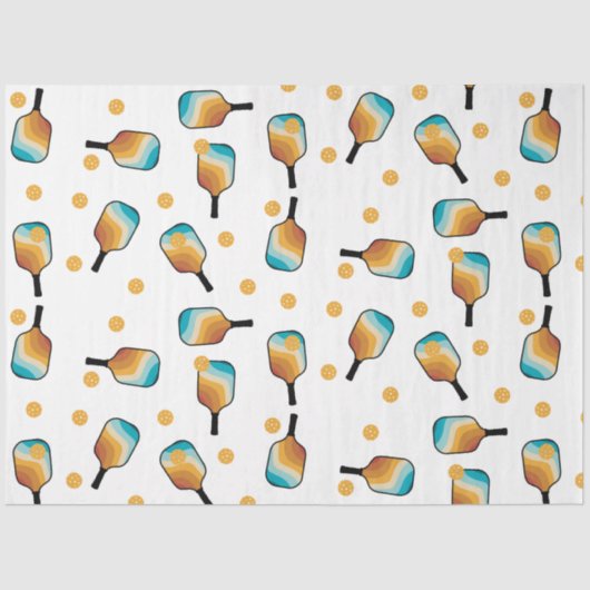 Retro Pickleball Paddles & Ball Patroon Tissuepapier (Voorkant)