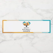 Retro Pickleball Paddles & Ball Verjaardagsfeest Waterfles Etiket (Enkel label)