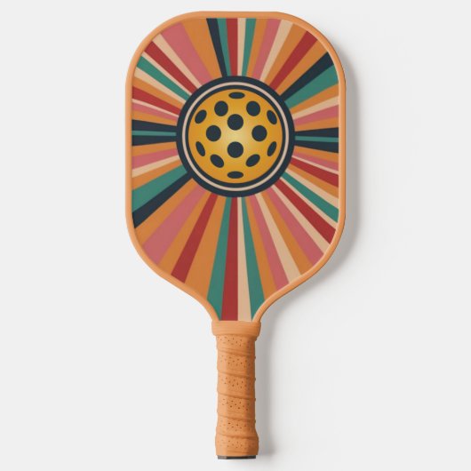 Retro pickleball peddel - strepen & bal pickleball paddle (Voorkant)
