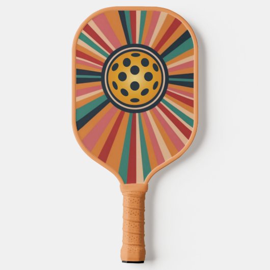 Retro pickleball peddel - strepen & bal pickleball paddle (Achterkant)