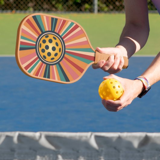 Retro pickleball peddel - strepen & bal pickleball paddle (Insitu)