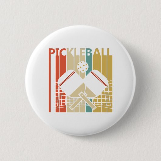 Retro Pickleball Ronde Button 5,7 Cm (Voorkant)