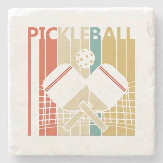  Retro Pickleball Stenen Onderzetter (Voorkant)