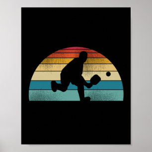 Retro Pickleball Sunset Poster