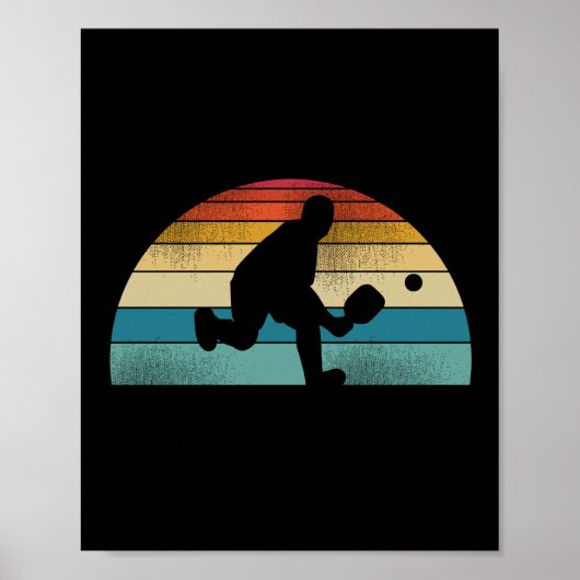Retro Pickleball Sunset Poster (Voorkant)
