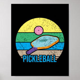  Retro Pickleball Sunset Poster