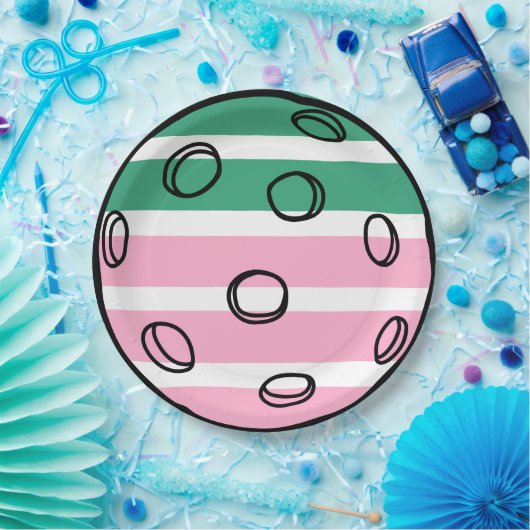 Retro pickleball vibes alleen verjaardag papieren bordje (Feest)