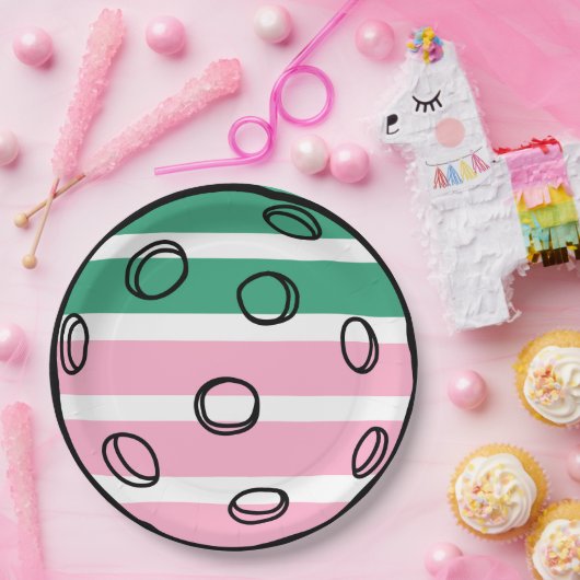 Retro pickleball vibes alleen verjaardag papieren bordje (Feest)