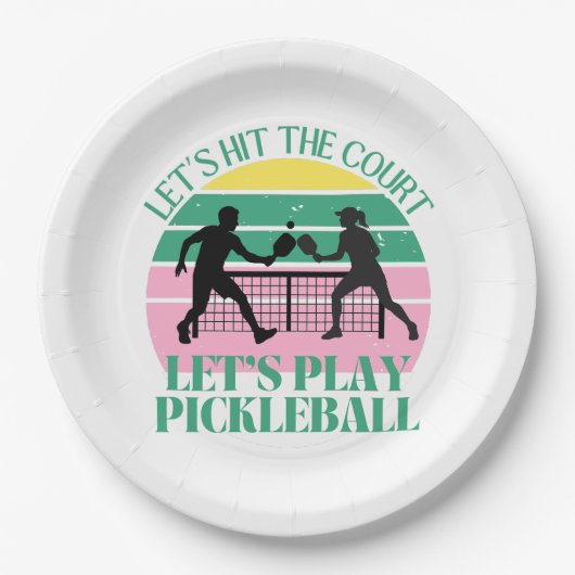 Retro pickleball vibes alleen verjaardag papieren bordje (Voorkant)
