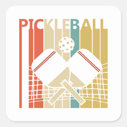  Retro Pickleball Vierkante Sticker (Voorkant)