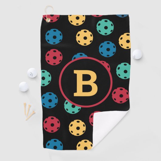 😍 Retro Pickleballen / zwart Golfhanddoek (Insitu)