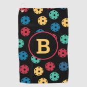 😍 Retro Pickleballen / zwart Golfhanddoek (Voorkant)