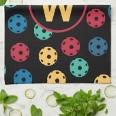 😍 Retro Pickleballen / zwart met initiaal Theedoek (Gevouwen)