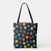 😍 Retro Pickleballen / zwart met initiaal Tote Bag (Achterkant)
