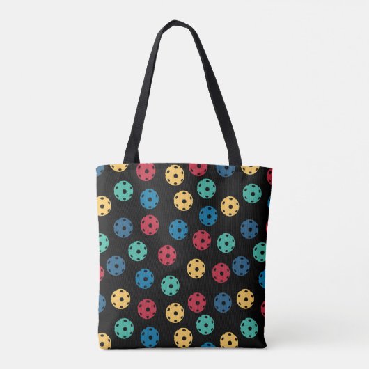 😍 Retro Pickleballen / zwart met initiaal Tote Bag (Achterkant)